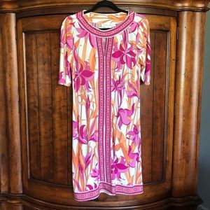 Maggy London Floral Pink Keyhole Midi Dress